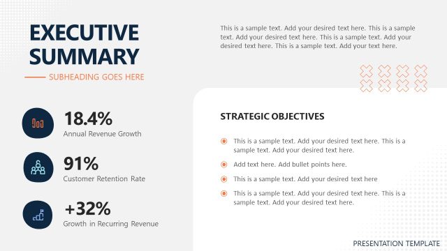 Executive Summary Overview Slide with Numbers