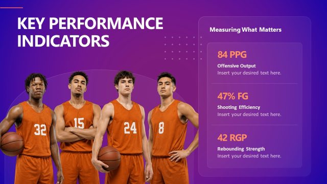 KPIs Presentation Slide PPT Layout – Basketball Sport Template