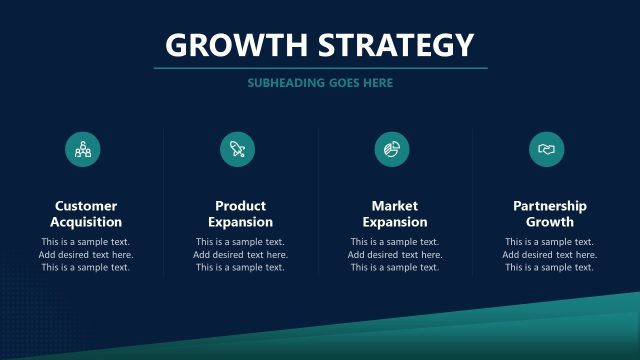 Growth Strategy Discussion Slide with Four Infographics