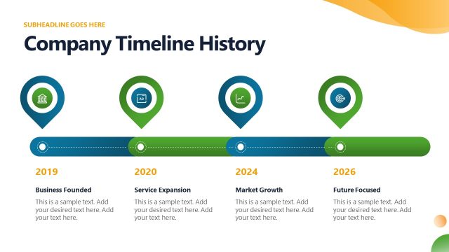 Horizontal Infographic Timeline Slide – Company Profile Presentation PPT Template
