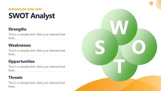 Four Circular Spots SWOT Analysis PPT Template 