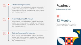 12 Month Roadmap Light Geometry PowerPoint Slide Layout