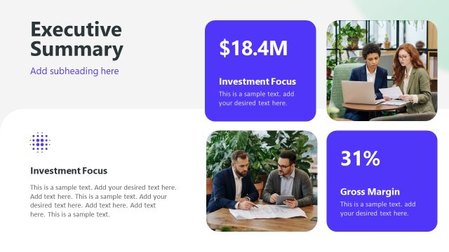 Executive Summary with Investment Highlights Slide