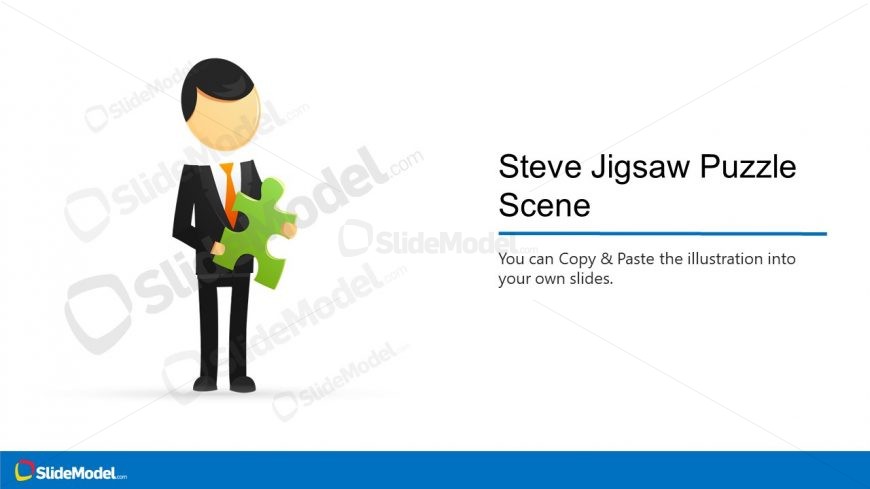 PowerPoint Steve Cartoon Template Holding Puzzle 