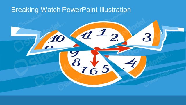 Breaking Clock Pieces PowerPoint Illustration