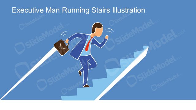 Executive Man Running Stairs Illustration Scene