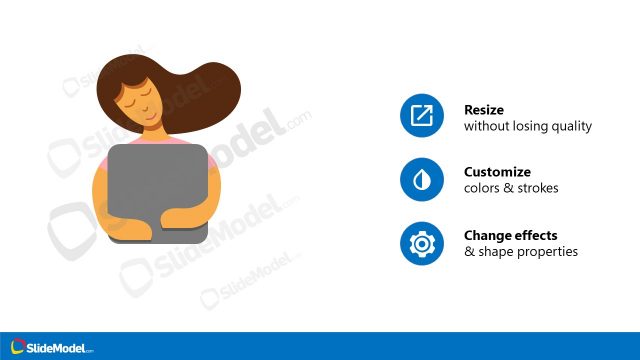 PowerPoint Woman and Laptop Illustration Scene