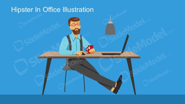 Presentation of Hipster Man in Desk Template