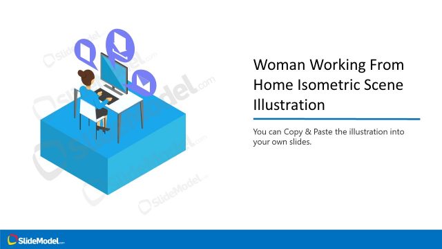 Woman Working From Home Isometric Scene Illustration