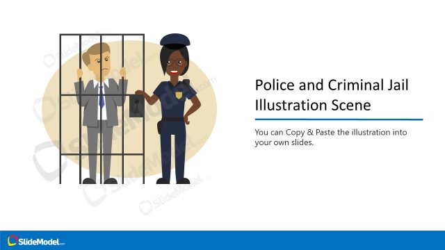 Police and Criminal Jail Illustration Scene