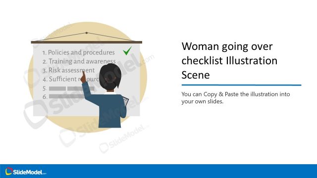Woman going over checklist Illustration Scene