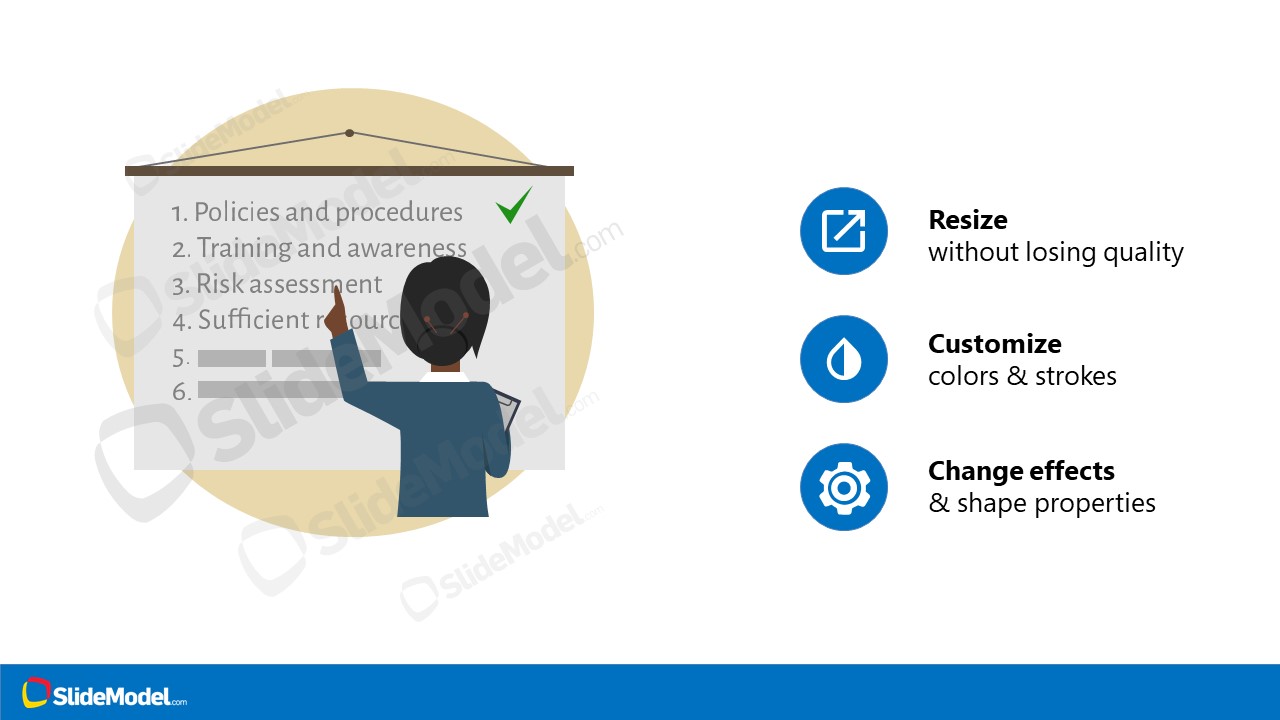 Check List Over Woman going over checklist Illustration Scene - SlideModel