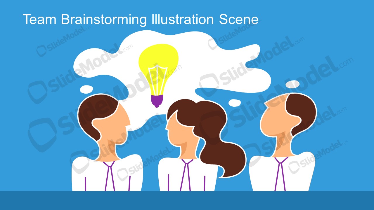 PowerPoint Brainstorming Team Illustration Scene Template