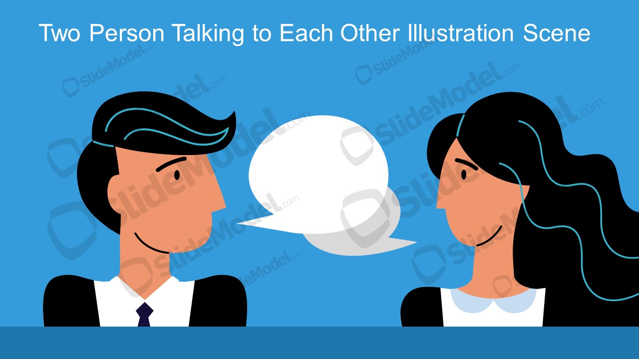 Two Person Talking to Each Other Illustration Scene - SlideModel