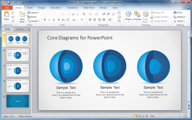 Blue Core Diagrams for PowerPoint