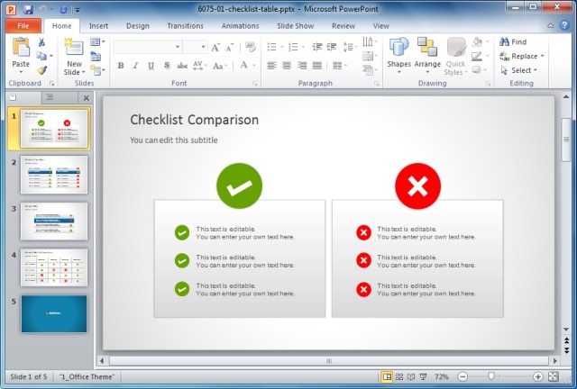 Checklist Tables For PowerPoint