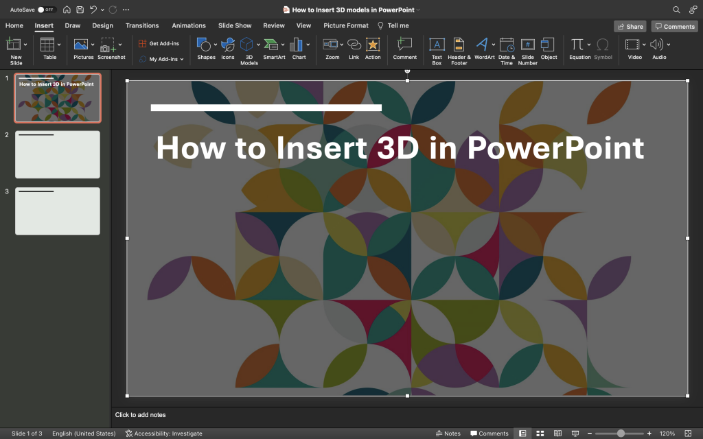 start point on how to insert 3d in PowerPoint
