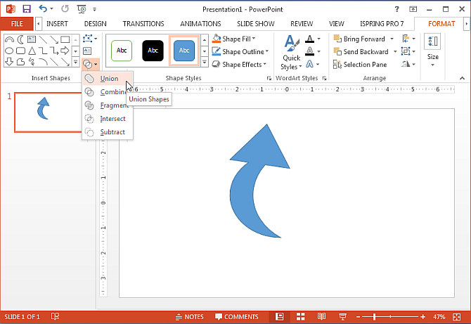 Combine shapes in PowerPoint