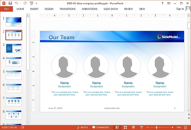 Company profile with team members