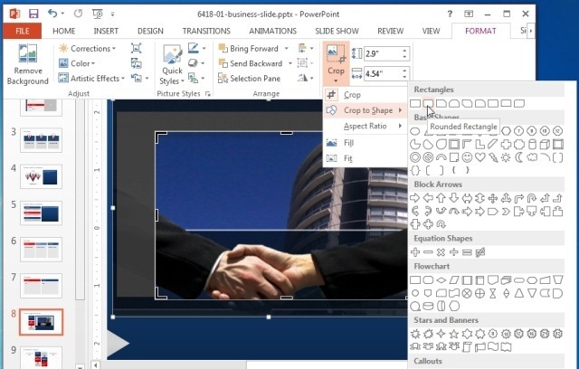 Crop picture to shape in PowerPoint 2013