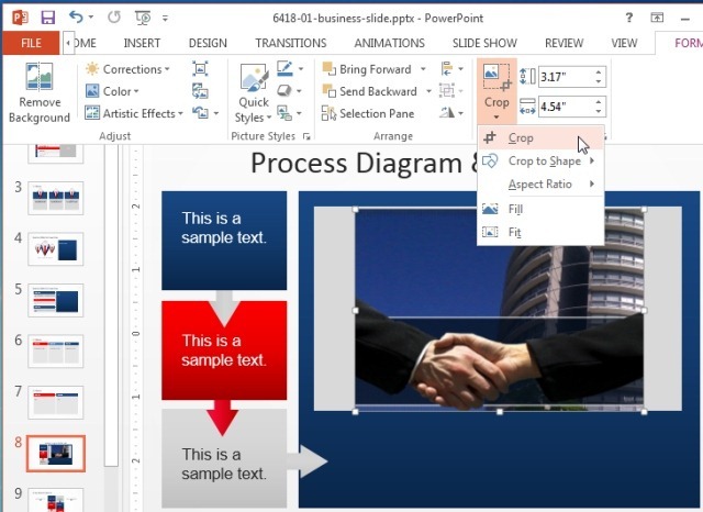 Crop pictures in PowerPoint 2013