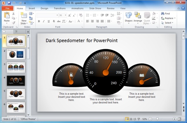 Dark Speedometer for PowerPoint