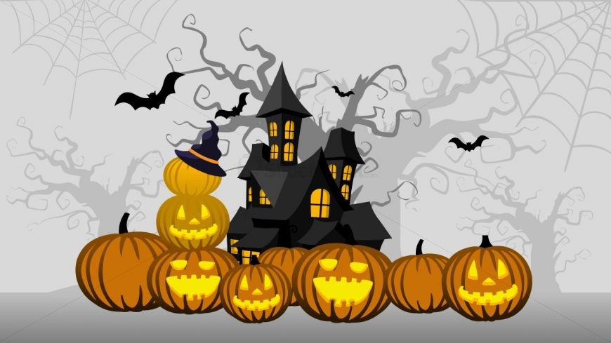 Pumpkin Carving Haunted House Template
