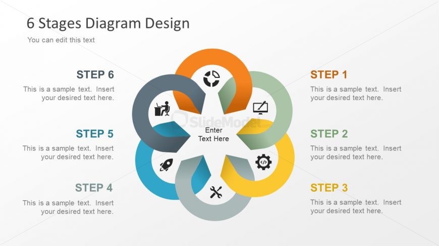  6 Stage Process Cycle Diagram Template