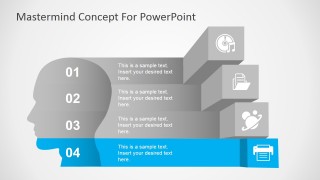 Mastermind Concept Four Steps PowerPoint Diagram