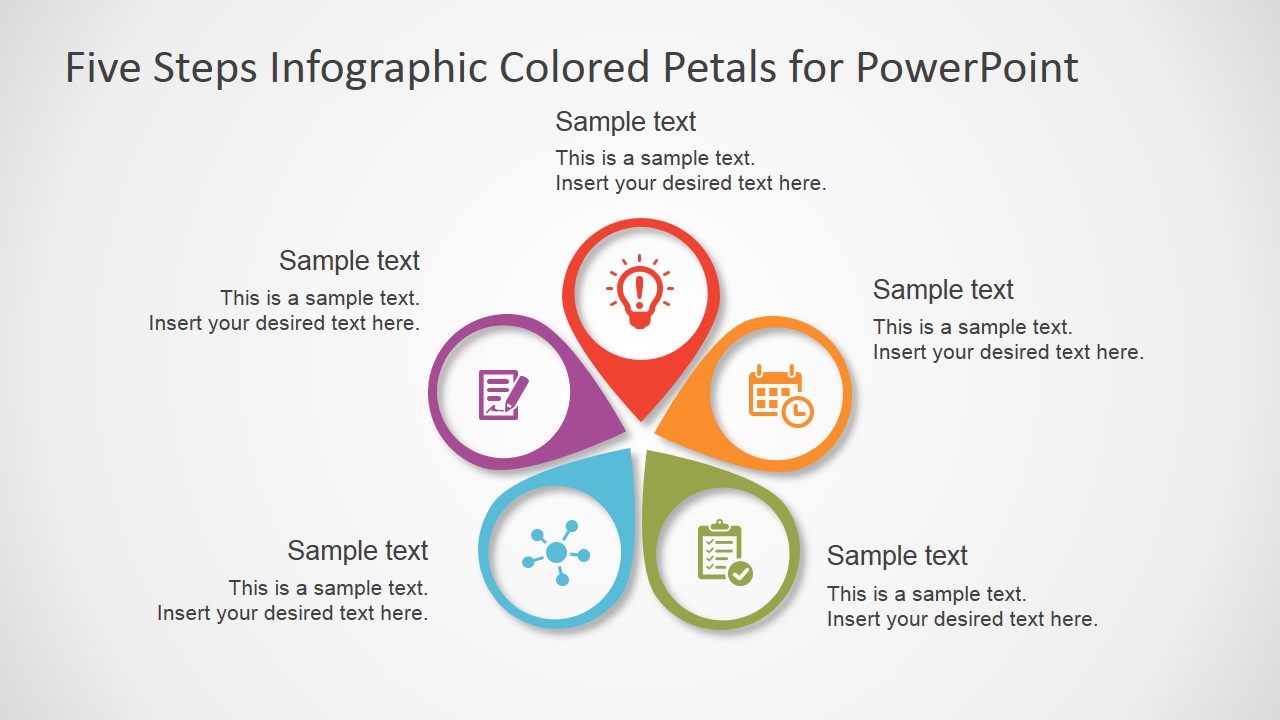 Five Steps Infographic Colored Petals Free PowerPoint Diagram ...