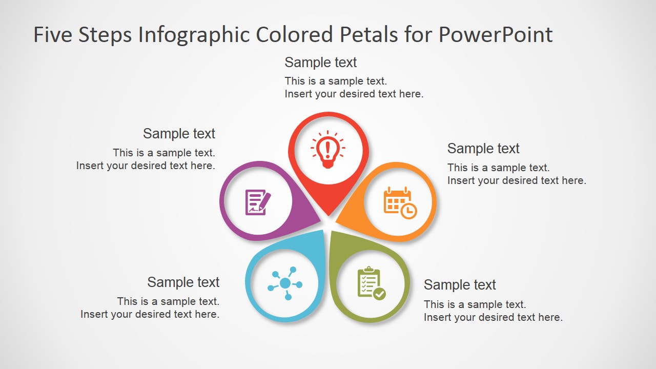 PPT Template 5 Steps Petals