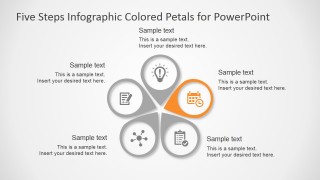 PPT Template Petals Diagram Five Steps