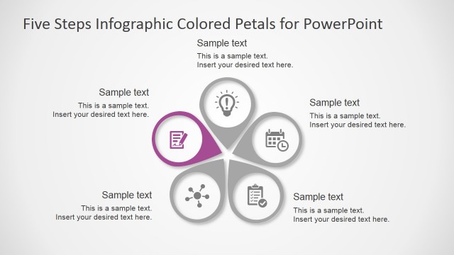 5 Steps Infographic Colored Petals Free PowerPoint Template