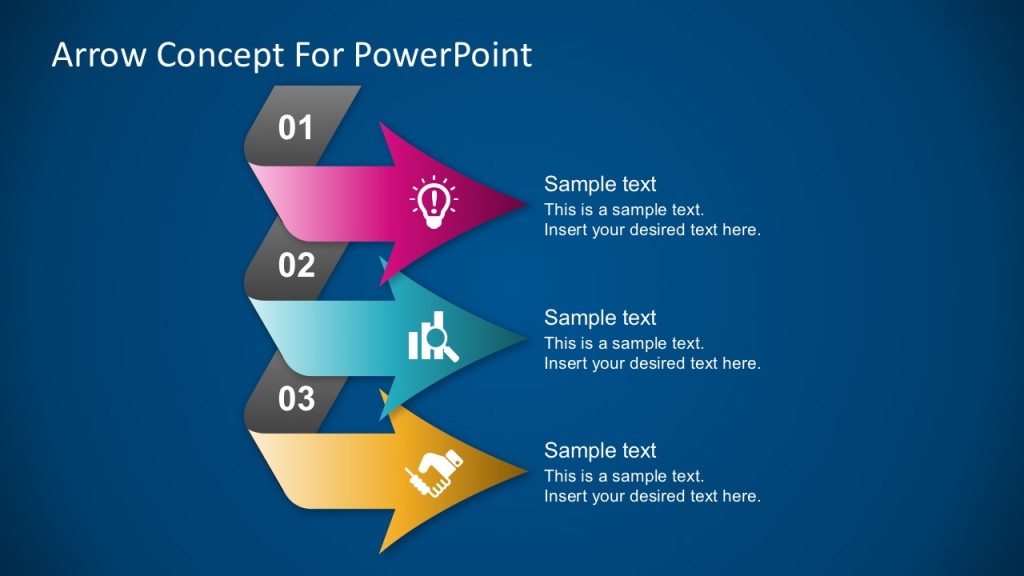 3 Steps Gradient Arrows PowerPoint Diagram Shapes - SlideModel