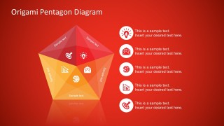 Red Background Origami Pentagon Free Diagram