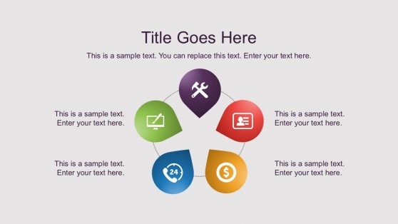 5 Steps Circle Process Diagrams Free PowerPoint