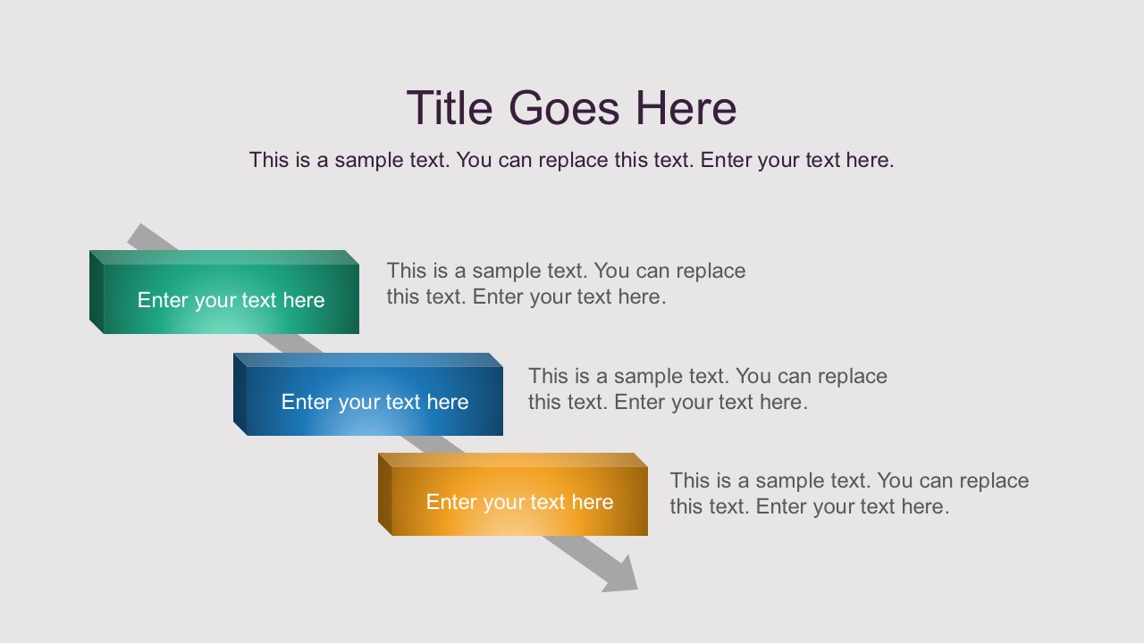 3 Steps 3D Diagram Free PowerPoint Slides - SlideModel