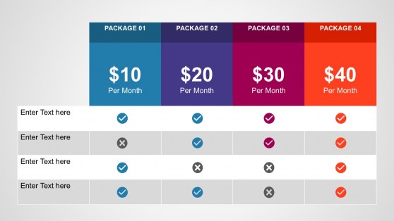 Free Monthly Subscription Packages Template for PowerPoint