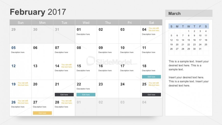 February 2017 Calendar PowerPoint Slides