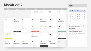 March 2017 Calendar PowerPoint Slides