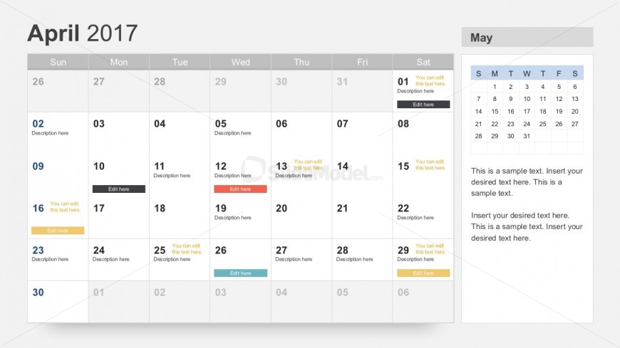 April 2017 Calendar PowerPoint Slides