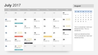 July 2017 Calendar PowerPoint Slides