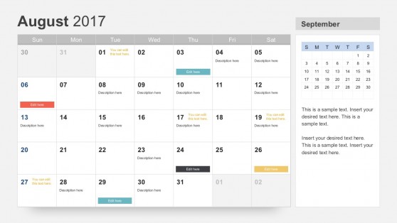 Free Flat Design Calendar Planner Slides