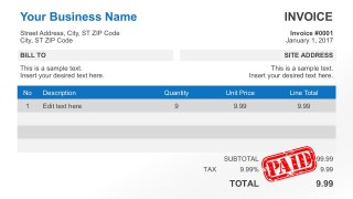 Free Business Receipt Invoice for PowerPoint