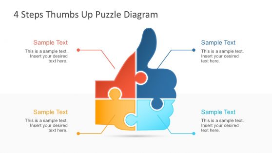 Free Thumbs Up Puzzle Diagram with 4 Steps