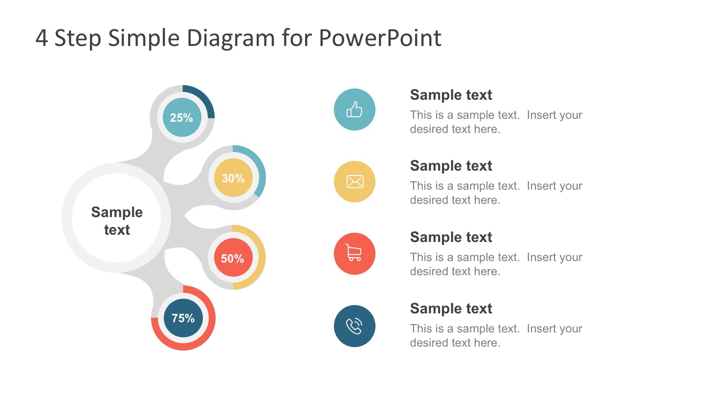 4 Step Simple Diagram design with Placeholders for PowerPoint