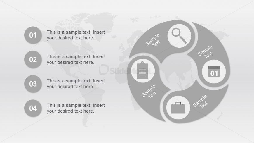 Circular Connected 4 Step PowerPoint Diagram Template