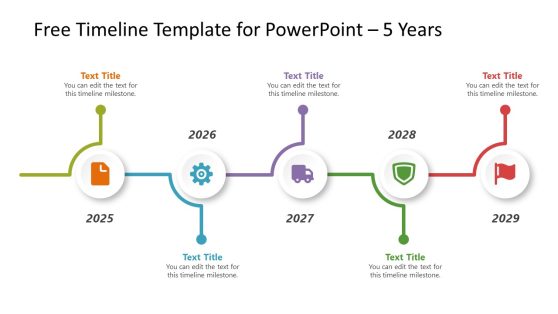 Free Template of Timeline Diagram with 5 Years Milestone