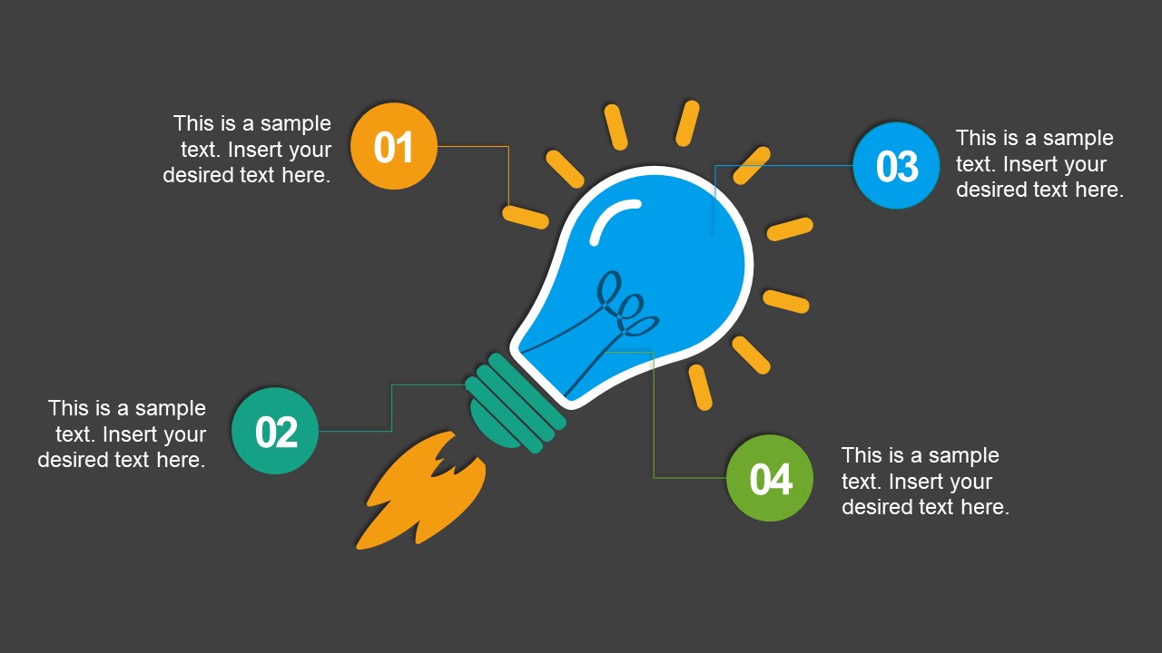 4 Infographic Segments of Lightbulb Slide