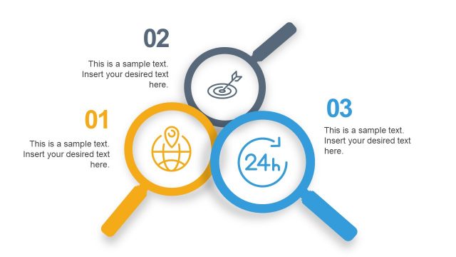 3 Steps Magnifying Glass Infographic PPT